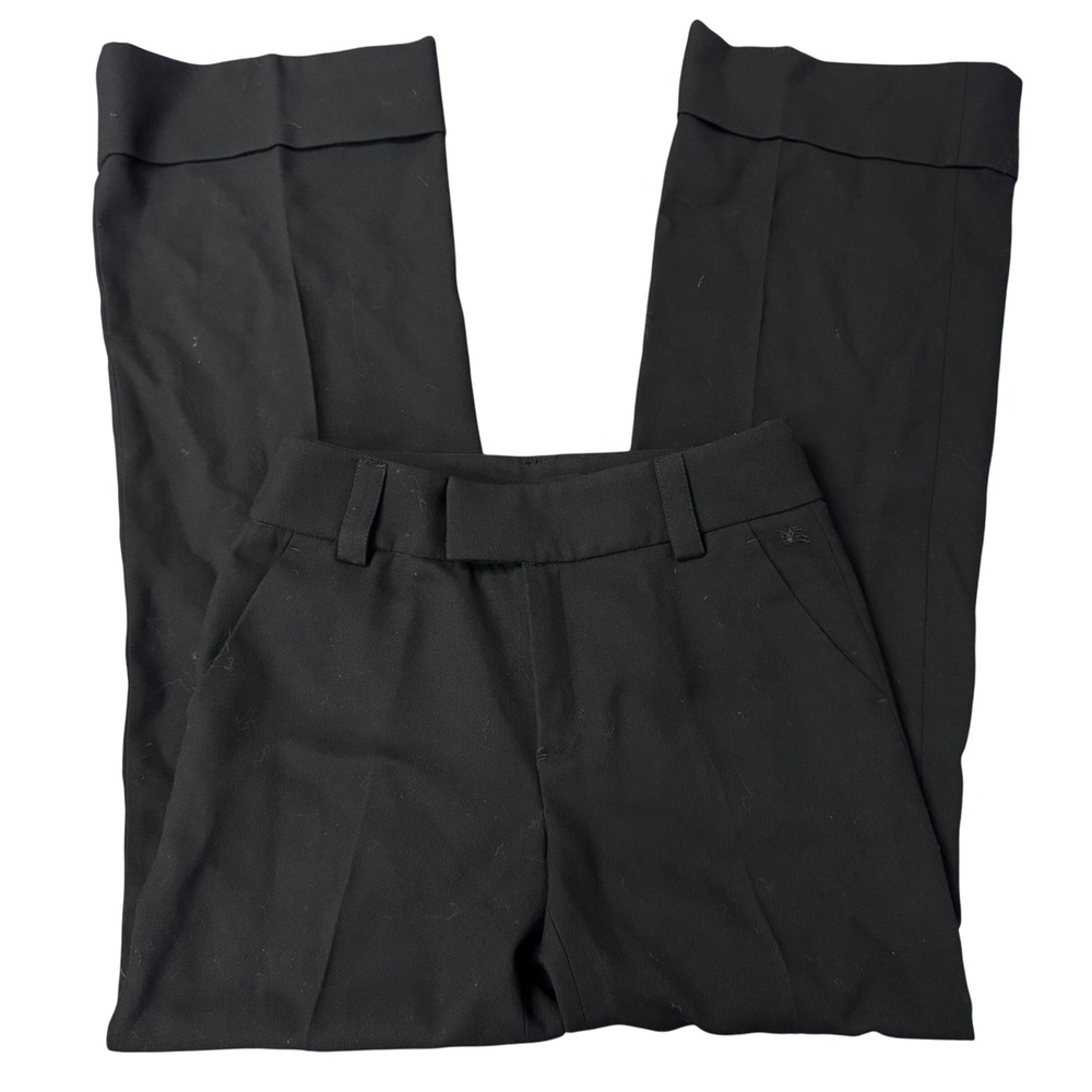 Burberry London Women Black Wool Wide Leg Cuffed Trousers Pants Size 38 IT 4 US
